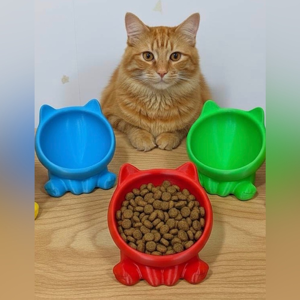 BLACK Cat-Shaped Pet bowl 5x5in deep dish